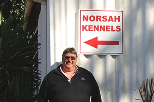J.P Hugo at the entrance to the kennels